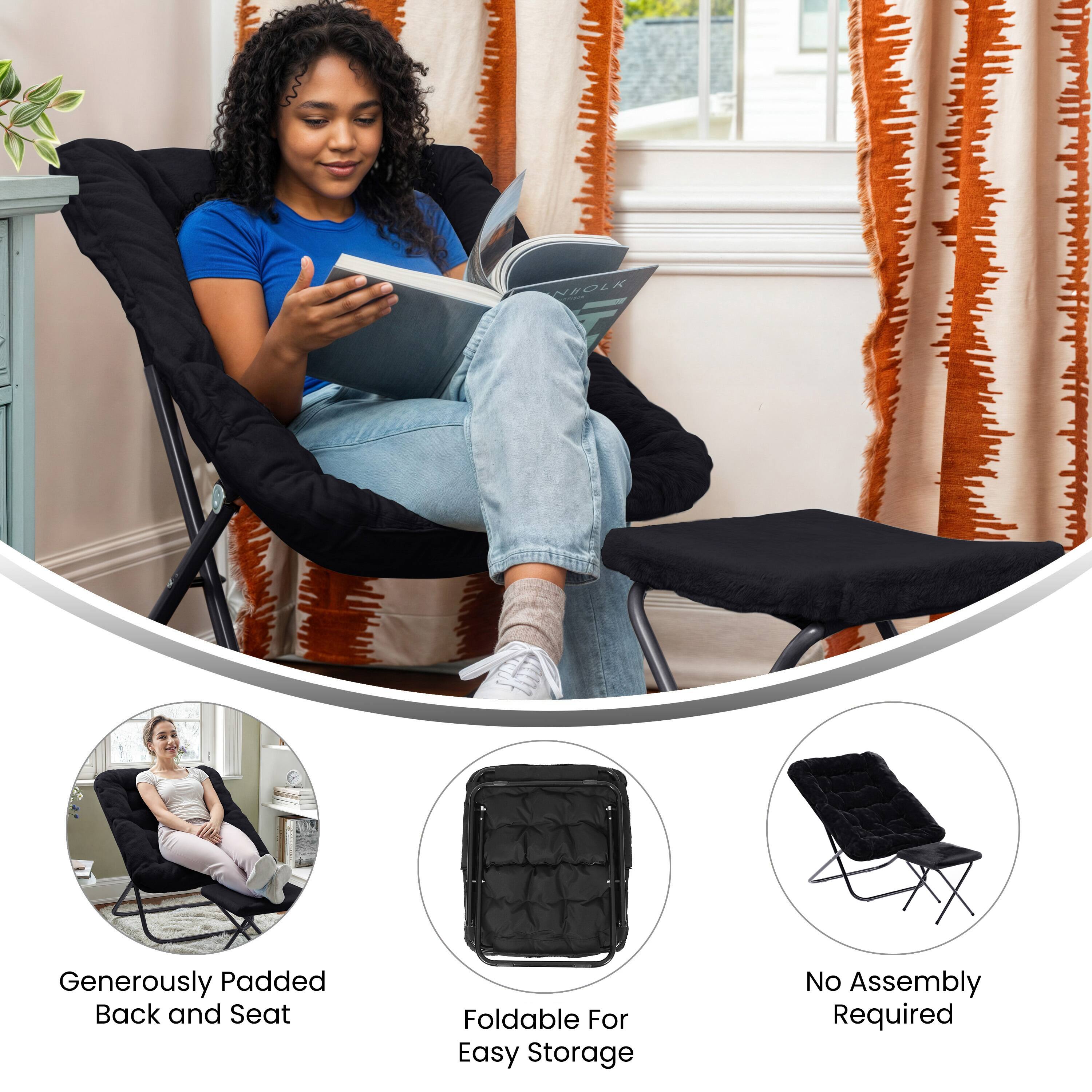 NROLK  
Generously Padded Back and Seat  
Foldable For Easy Storage  
No Assembly Required