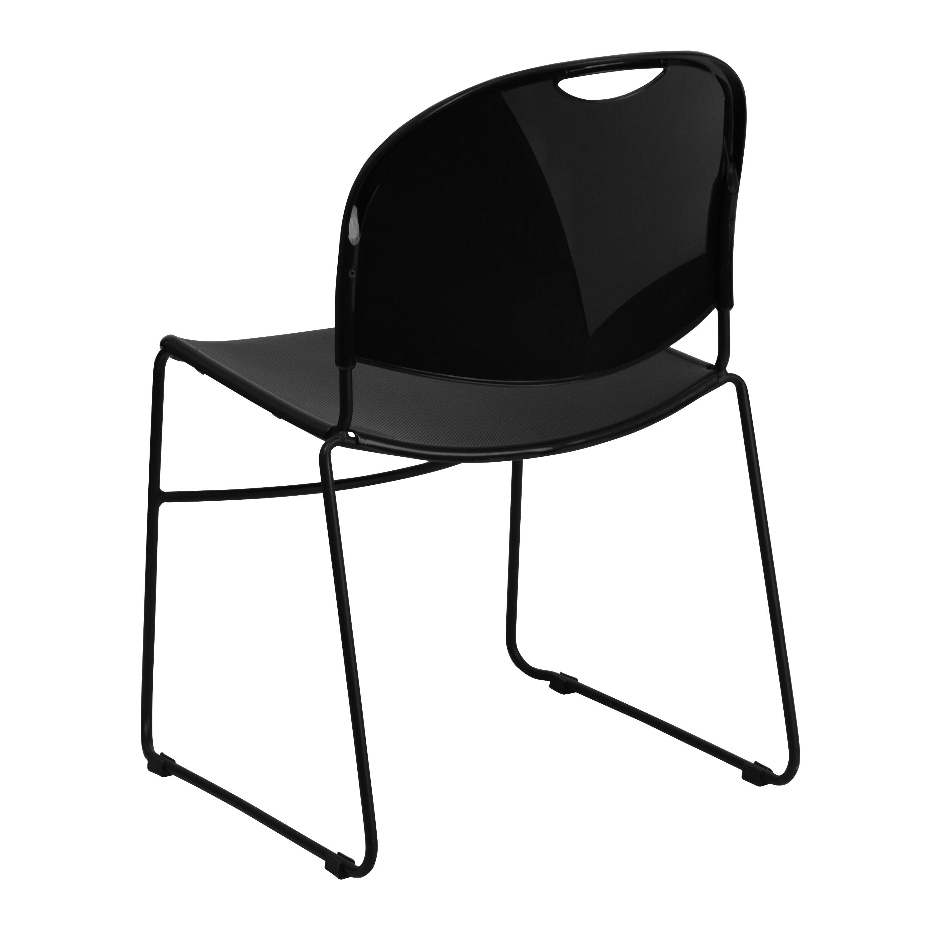 Alt View 4. Emma + Oliver - Ultra-Compact School Stack Chair - Office Guest Chair/Student Chair - Black Plastic/Black Frame.