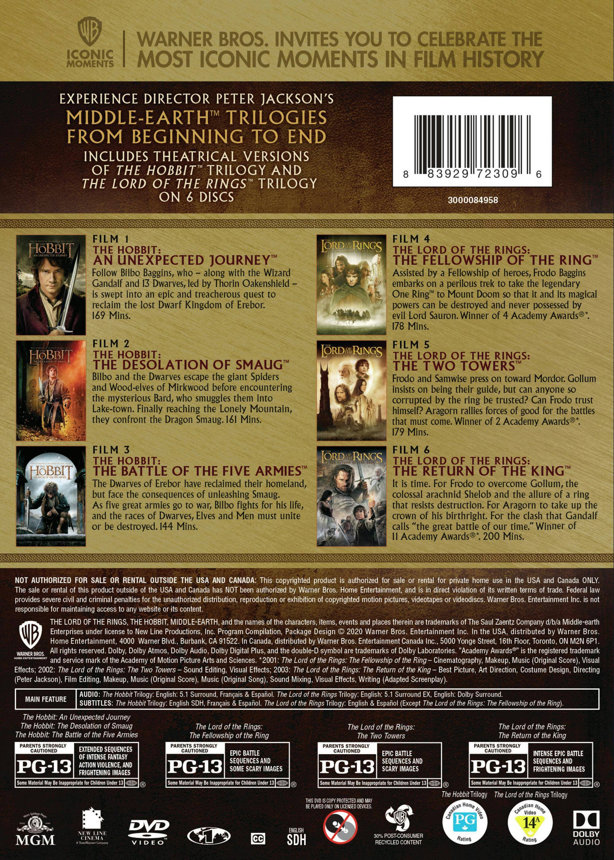 Back. Middle Earth Theatrical Collection (6-Pack) (IconicMoment) [DVD].