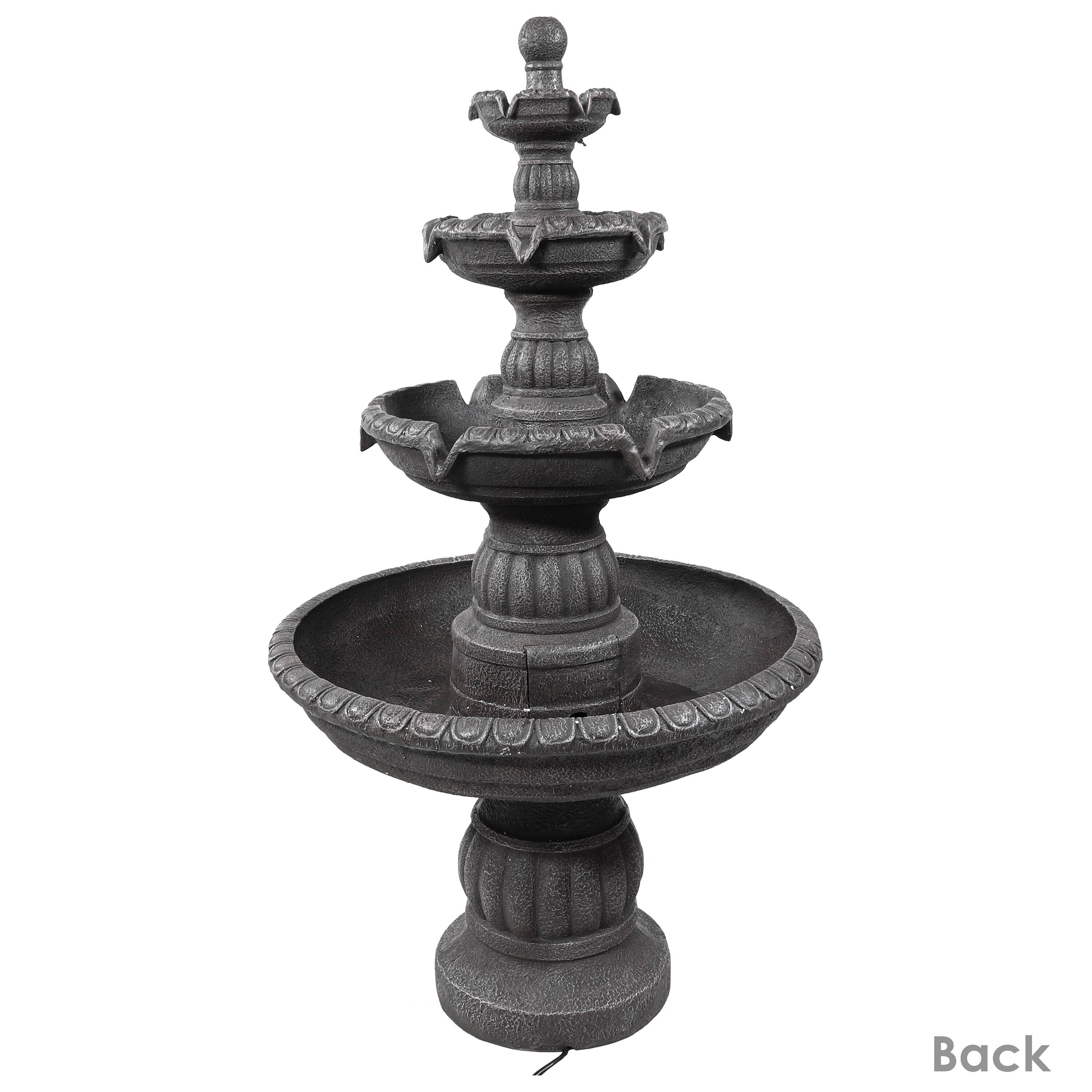 Alt View 9. Sunnydaze - Mediterranean Resin Outdoor 4-Tier Water Fountain - Light Brown.
