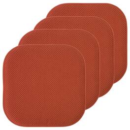 Sweet Home Collection - Honeycomb Memory Foam No Slip Back 16" x 16" Chair Pad Cushion, 4-Pack - Rust