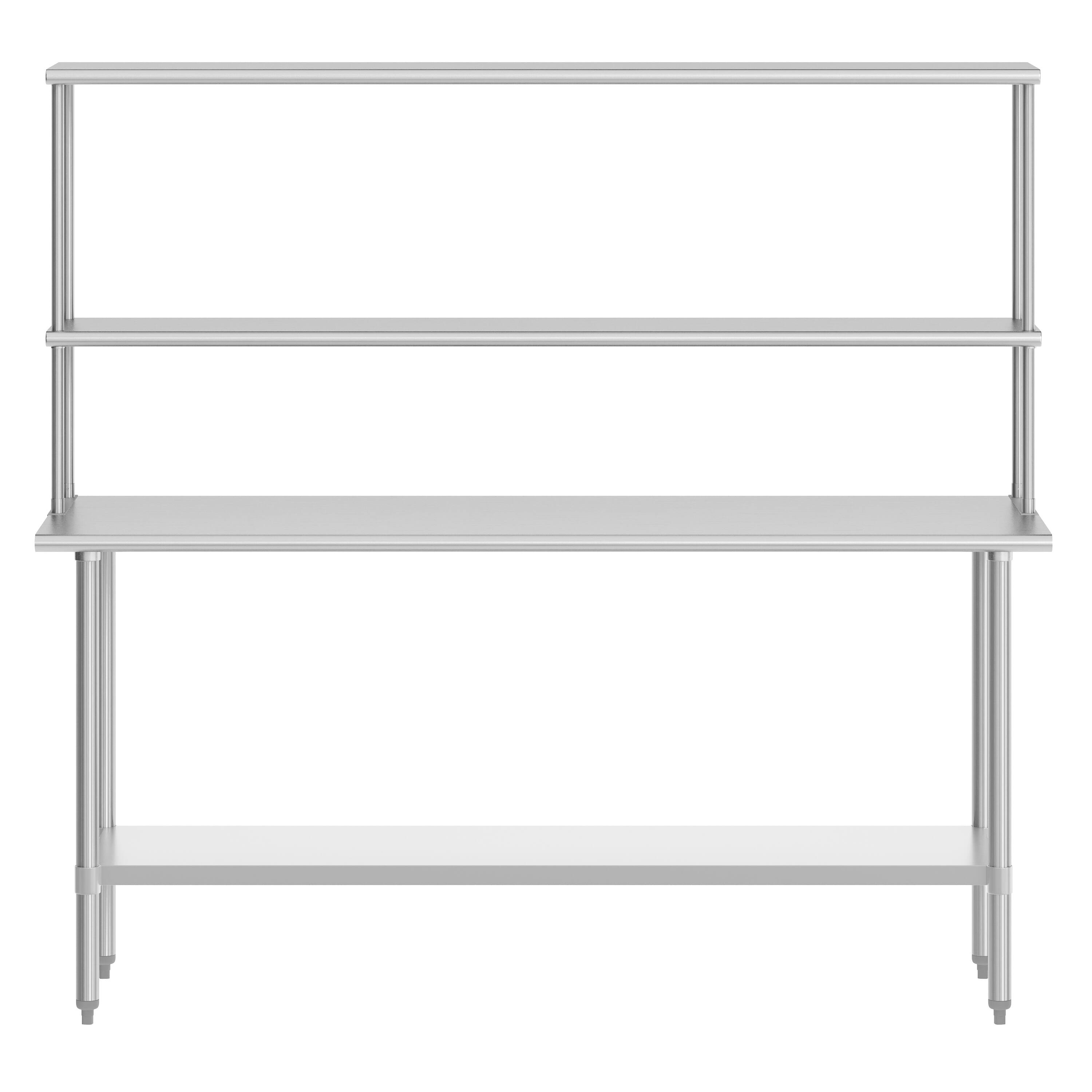 Angle. Flash Furniture - Reese 24x72 Portable Prep and Work Table with NSF Certified 18 Gauge Stainless Steel Top Shelf and Double Overshelves an - Gray.
