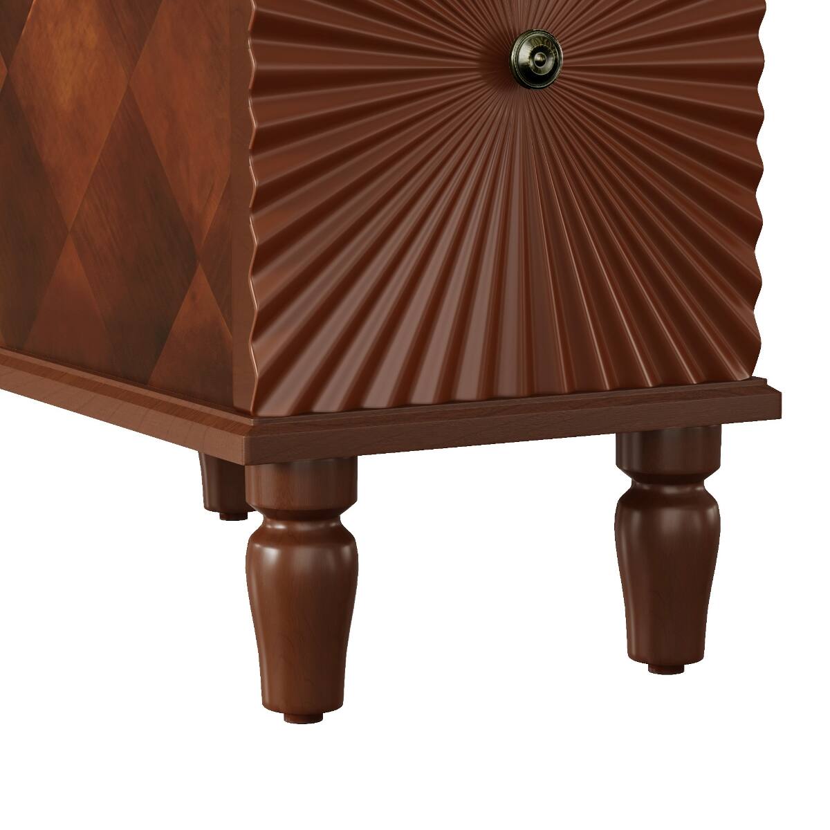 Back. Loheer - Loheer Two Drawer Nightstand, Walnut Narrow Sofa Side Table with Charging Station for Bedroom or Living Room - Walnut.