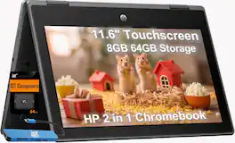 HP - Chromebook Pro X360 Fortis 11.6" 2-in-1 Flip Touch Laptop - Intel Celeron - 8GB Memory - 64GB+64GB SD - Chrome OS