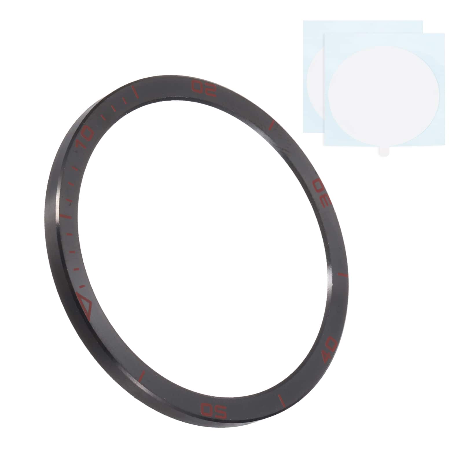 Unique Bargains - 47mm Stainless Steel Bezel Insert Ring Adhesive Bumper Cover for Garmin Fenix 8 Amoled - Black/Red