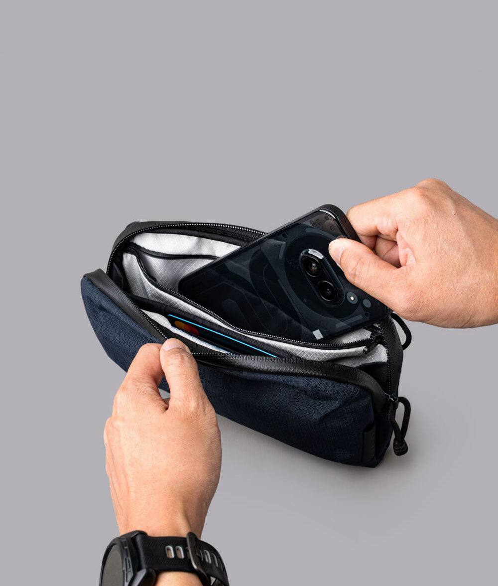 Alt View 2. ALPAKA - Flight Pouch Pro 0.7L Men's Carry-All & Organizer Clutches;Crossbody Bag for Men with RFID Blocking, Passport Holder - Moonlight Blue | Axoflux 400D Ripstop Nylon.