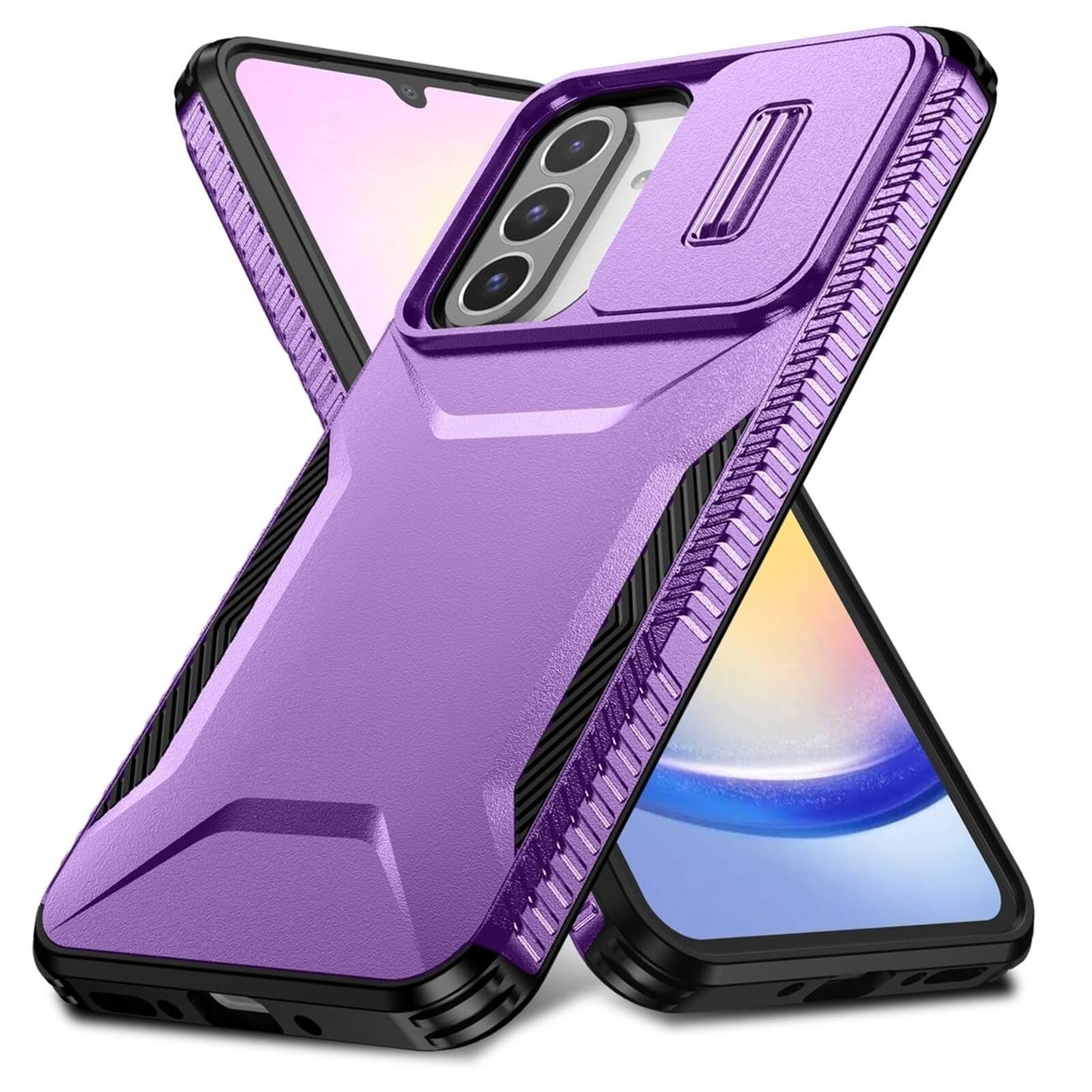 Angle. UUCOVER - For Samsung Galaxy A26 5G Dual Layer Case with Slide Camere Lens Cover, Anti-slip Bumper Drop Protection Phone Shell - Purple.