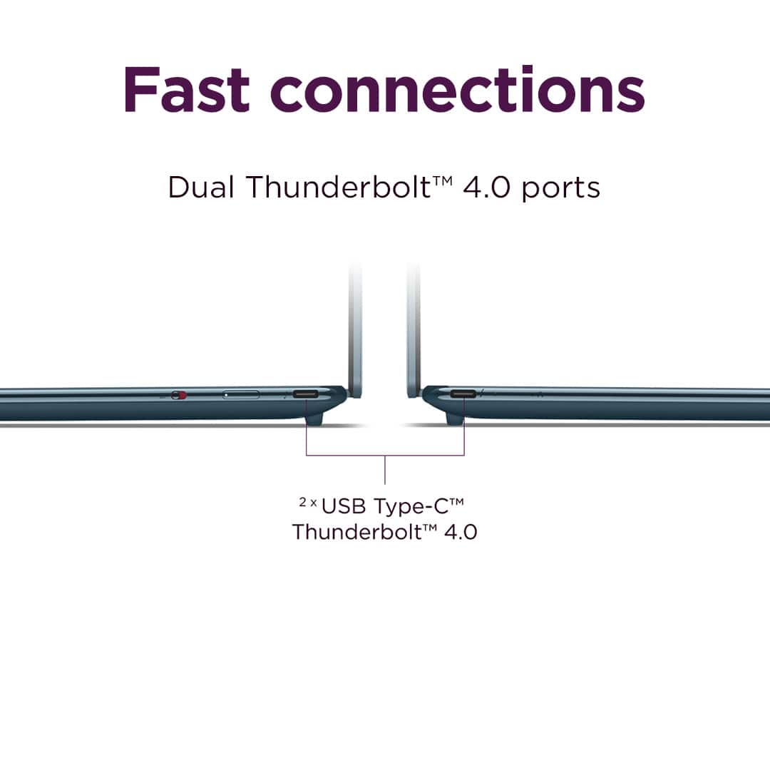 Fast connections Dual Thunderbolt 4.0 ports 2x USB - Type C Thunderbolt 4.0