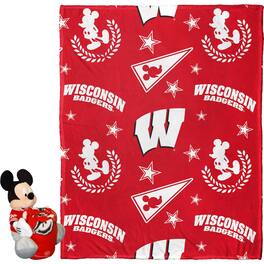 Northwest - Wisconsin Badgers Mickey Hugger Pillow & Silk Touch Throw Set - Multicolor