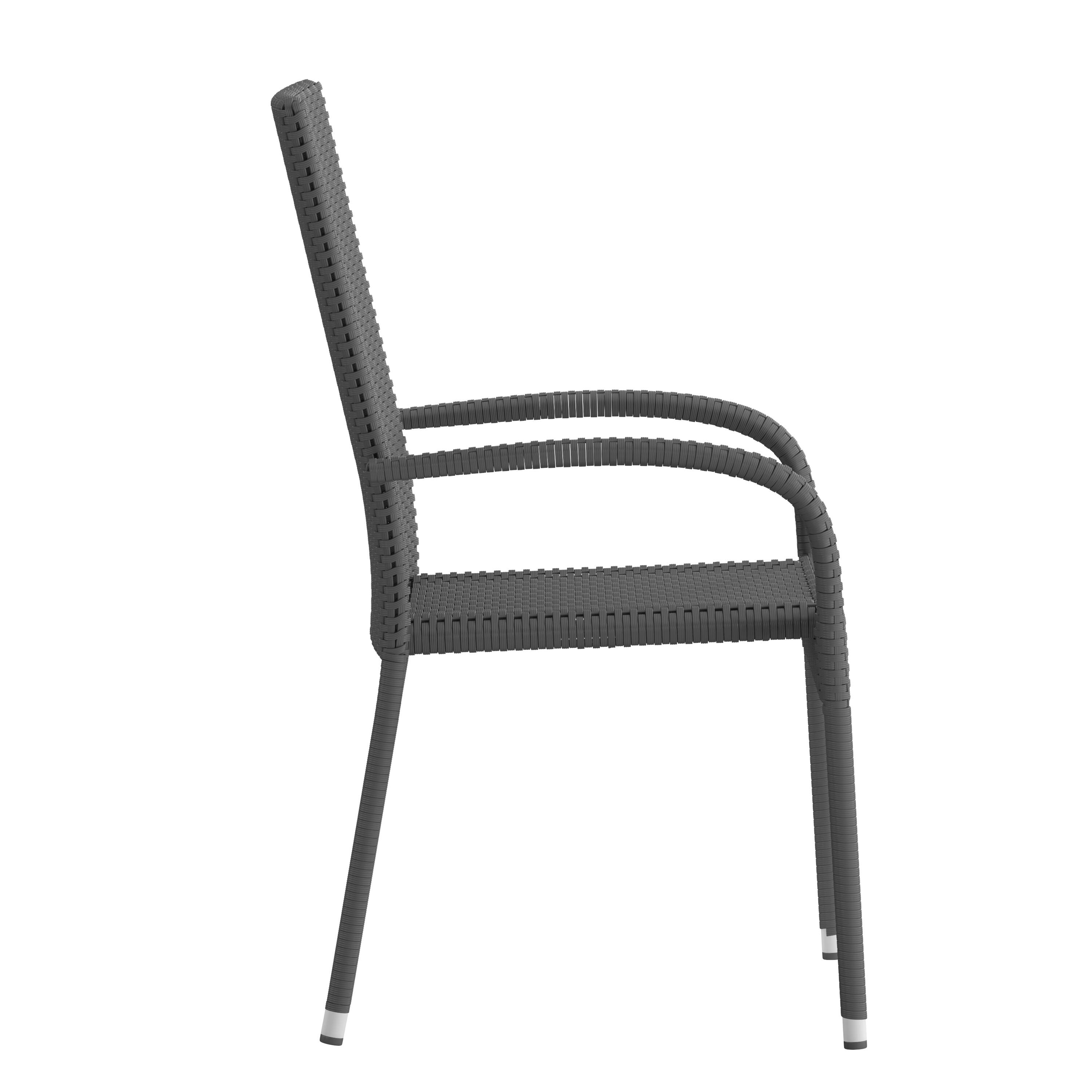 Alt View 9. Emma + Oliver - Sala Stacking All-Weather Wicker Wrapped Powder Coated Steel Patio Club Chairs for Indoor and Outdoor Use - Gray.