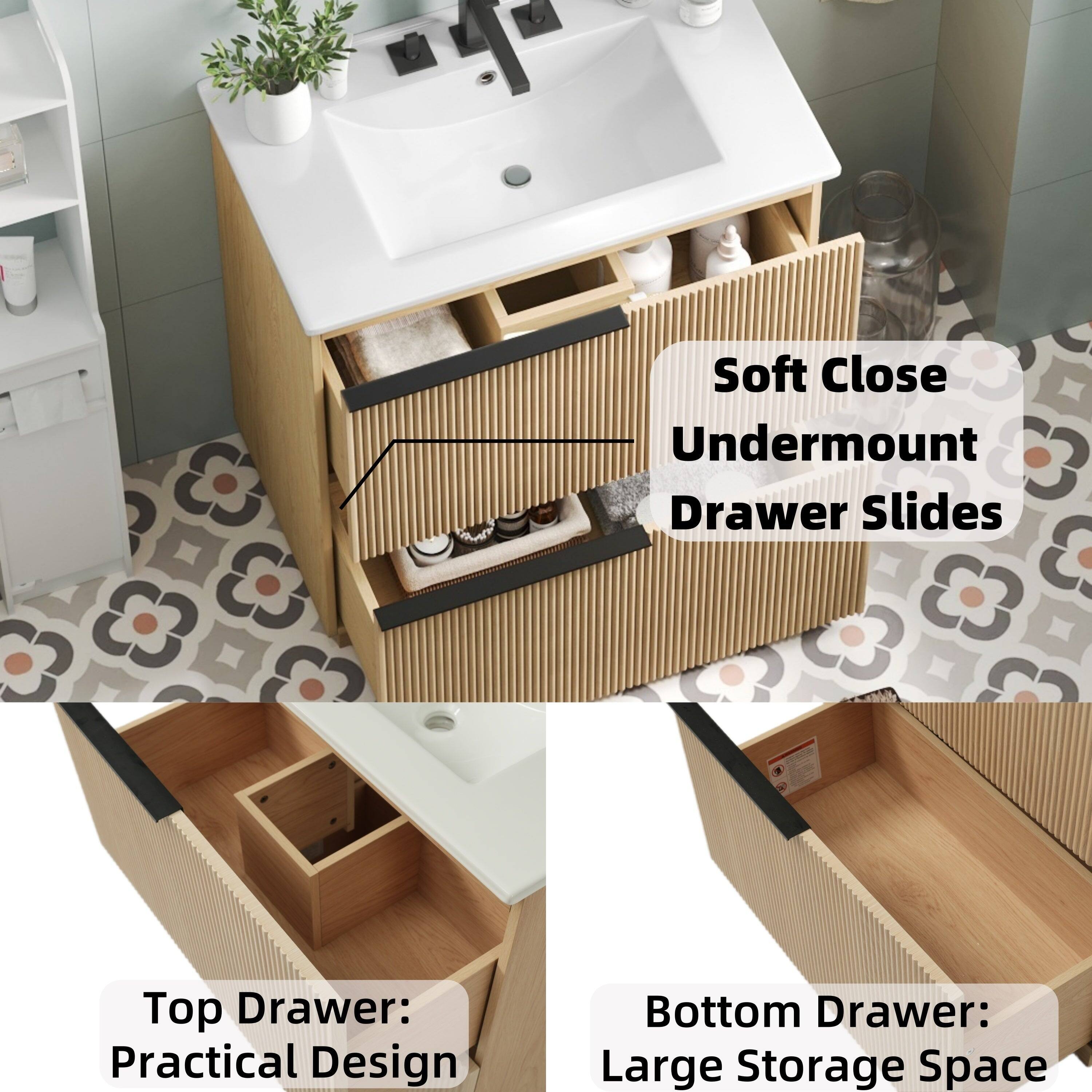 Soft Close Undermount Drawer Slides

Top Drawer: Practical Design

Bottom Drawer: Large Storage Space