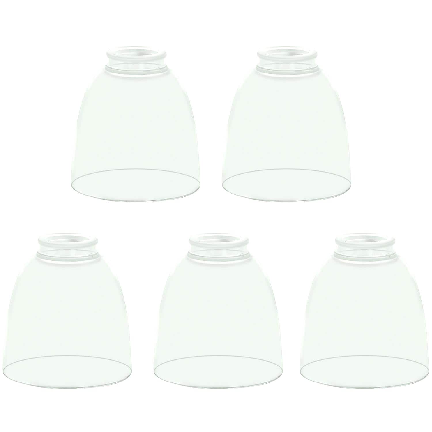 Earthley Blooms - Pack Frosted Glass Shade Replacements Ceiling Fan Light Covers Globes Lampshades For Chandelier high diamet - Clear Glass Shade 5 Count (Pack of 1)