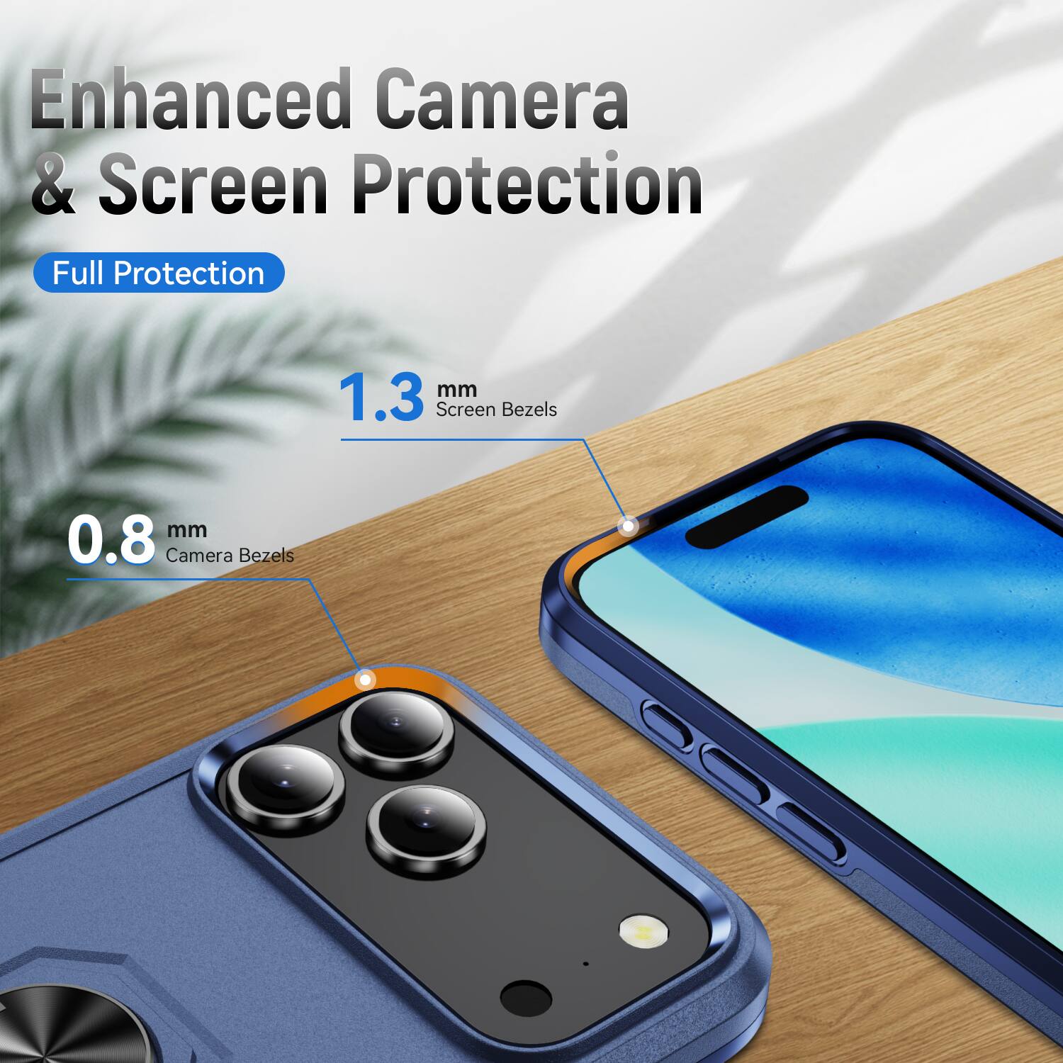 Enhanced Camera & Screen Protection  
Full Protection  
1.3 mm Screen Bezels  
0.8 mm Camera Bezels