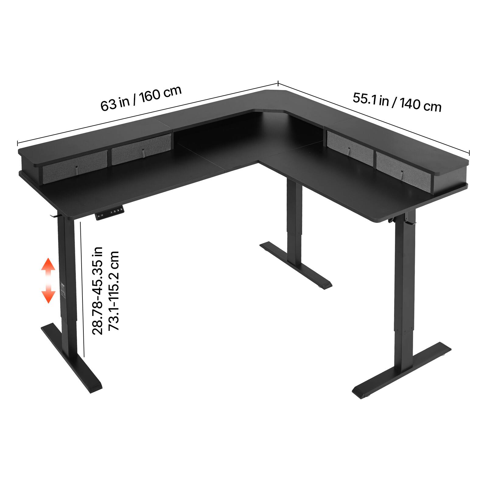 63 in / 160 cm
55.1 in / 140 cm
28.78-45.35 in
73.1-115.2 cm