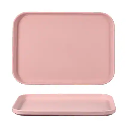 Front. Unique Bargains - 2pcs Fast Food Serving Trays, 9.4x6.8" Rectangular Reusable Restaurant Tray for Kitchen Coffee Fruit Burger - Pink.