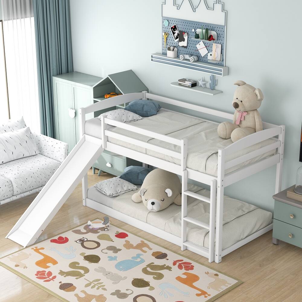Alt View 2. Loheer - Loheer Twin Over Twin Bunk Bed with Slide and Ladder White - White.
