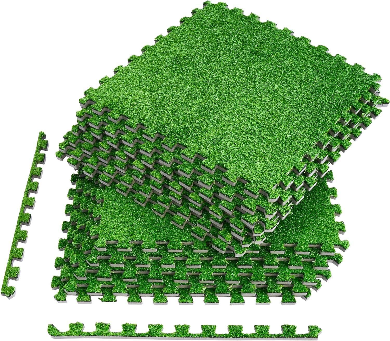 Front. Sorbus - Sorbus Grass Interlocking tiles for Deck, Patio & Playroom - Green.