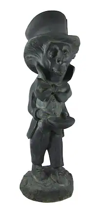 Front. Zeckos - Alice In Wonderland Mad Hatter Garden / Patio Statue-RESIN - Gray.