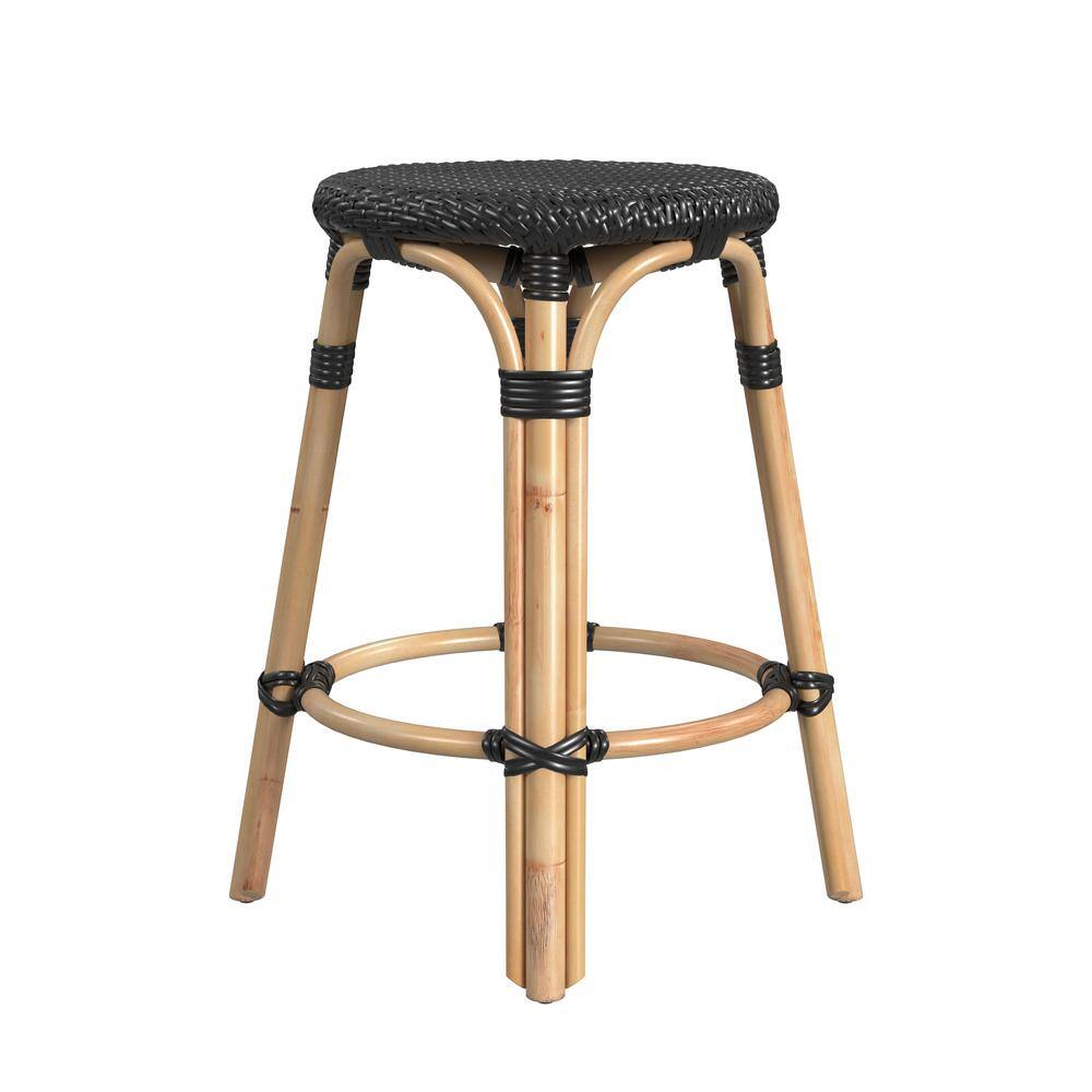 Left. Butler Specialty - Tobias Rattan Round 24" Counter Stool - Black.