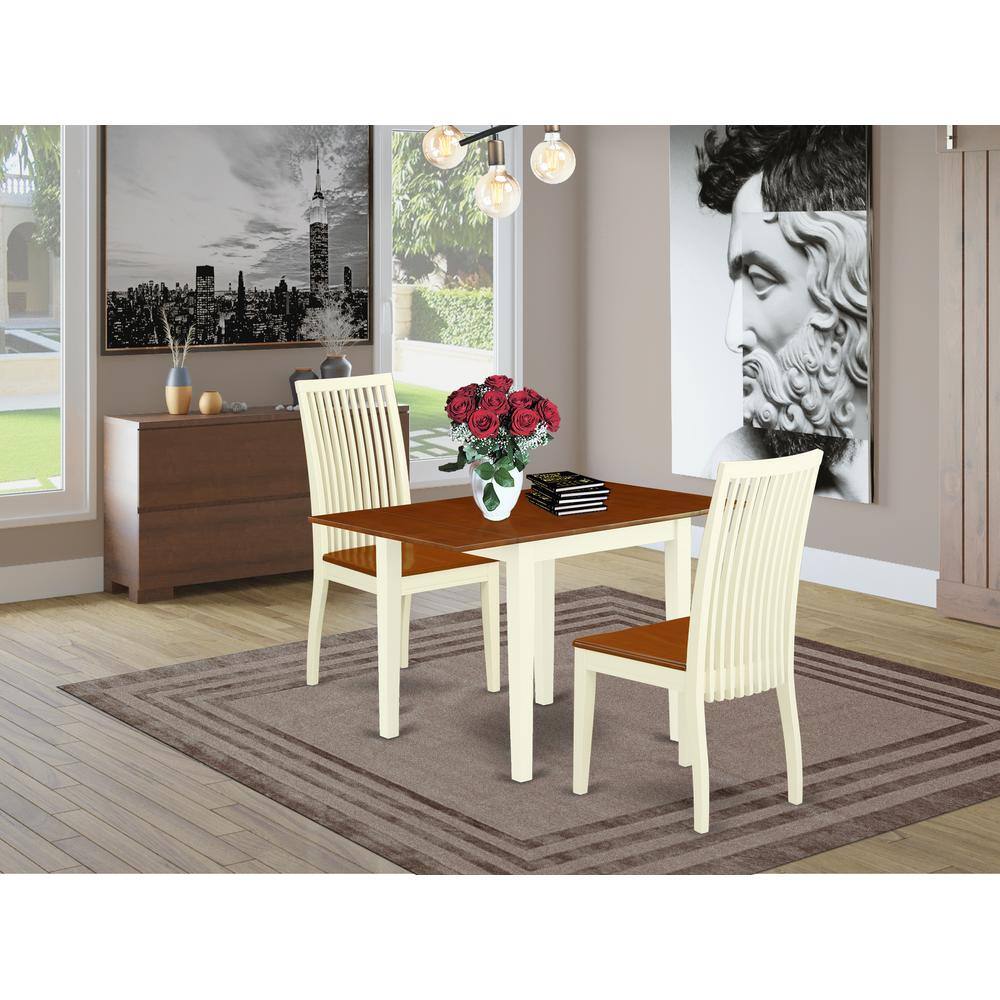 Left. East West Furniture - Dining Room Set Buttermilk & Cherry - Brown.