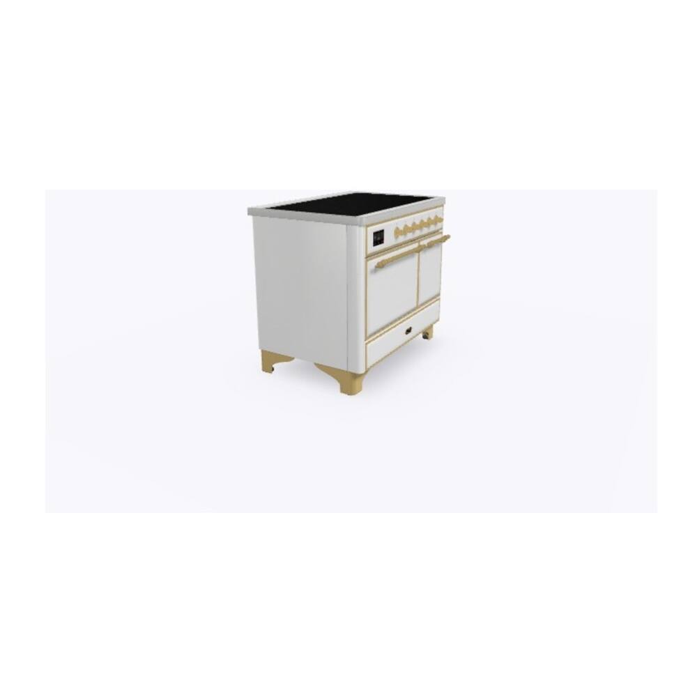 Alt View 6. ILVE - ILVE Majestic II 40 inch Induction Range with 6 Elements (White, Brass Trim) - White.