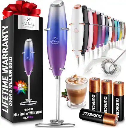 ZULAY KITCHEN
EST 2015
LIFETIME WARRANTY
OVER 5 MILLION SOLD
80+ COLORS
PREMIUM Milk Frother With Stand
MILKBOSS
DURACELL