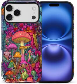 BUBM - Smartphone Case for iPhone 17 Pro Max - 2-Layer Durable Smartphone Protection Case - Psychedelic Mushrooms