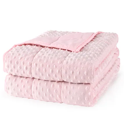 Front. Alchemy Casas - Shaggy Faux Sherpa Weighted Blanket For Adult Soft Luxury Fuzzy Long Heavy Throw Twin full Size Bed And Couch - Pink 60 x 80 inches, 20lbs.