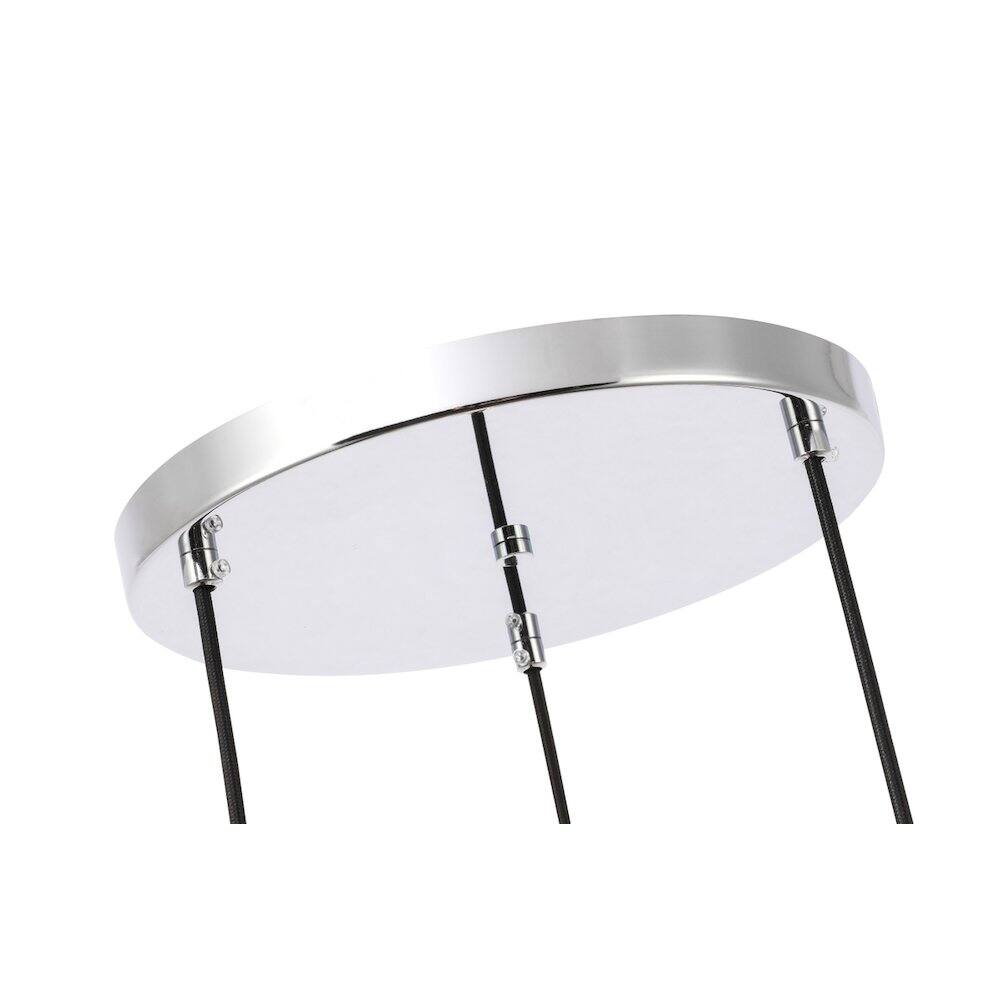 Left. Living District - Collier 3 Light Chrome And Frosted White Glass Pendant - Chrome And Frosted White Glass.