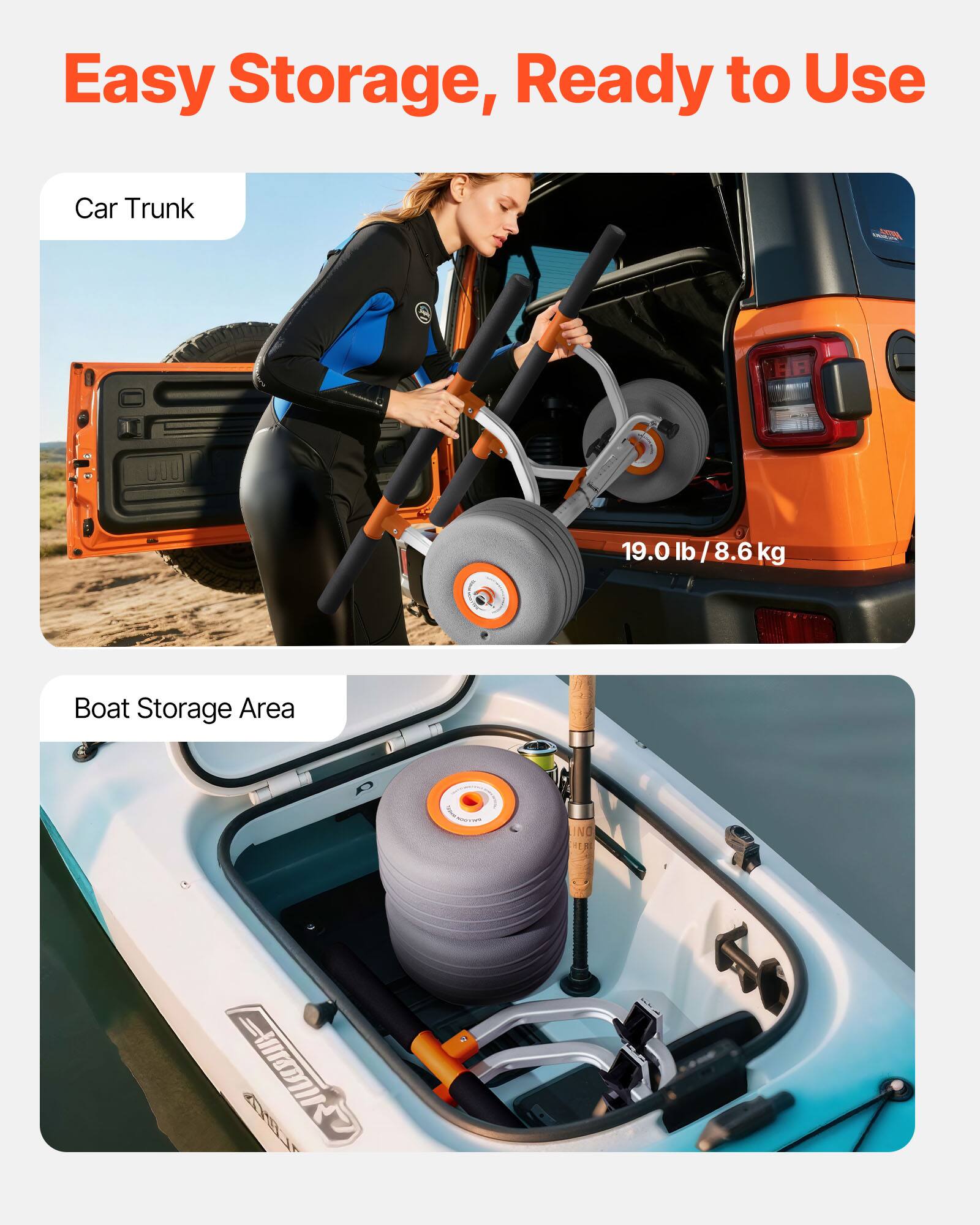 Easy Storage, Ready to Use

Car Trunk

Boat Storage Area

19.0 lb / 8.6 kg
