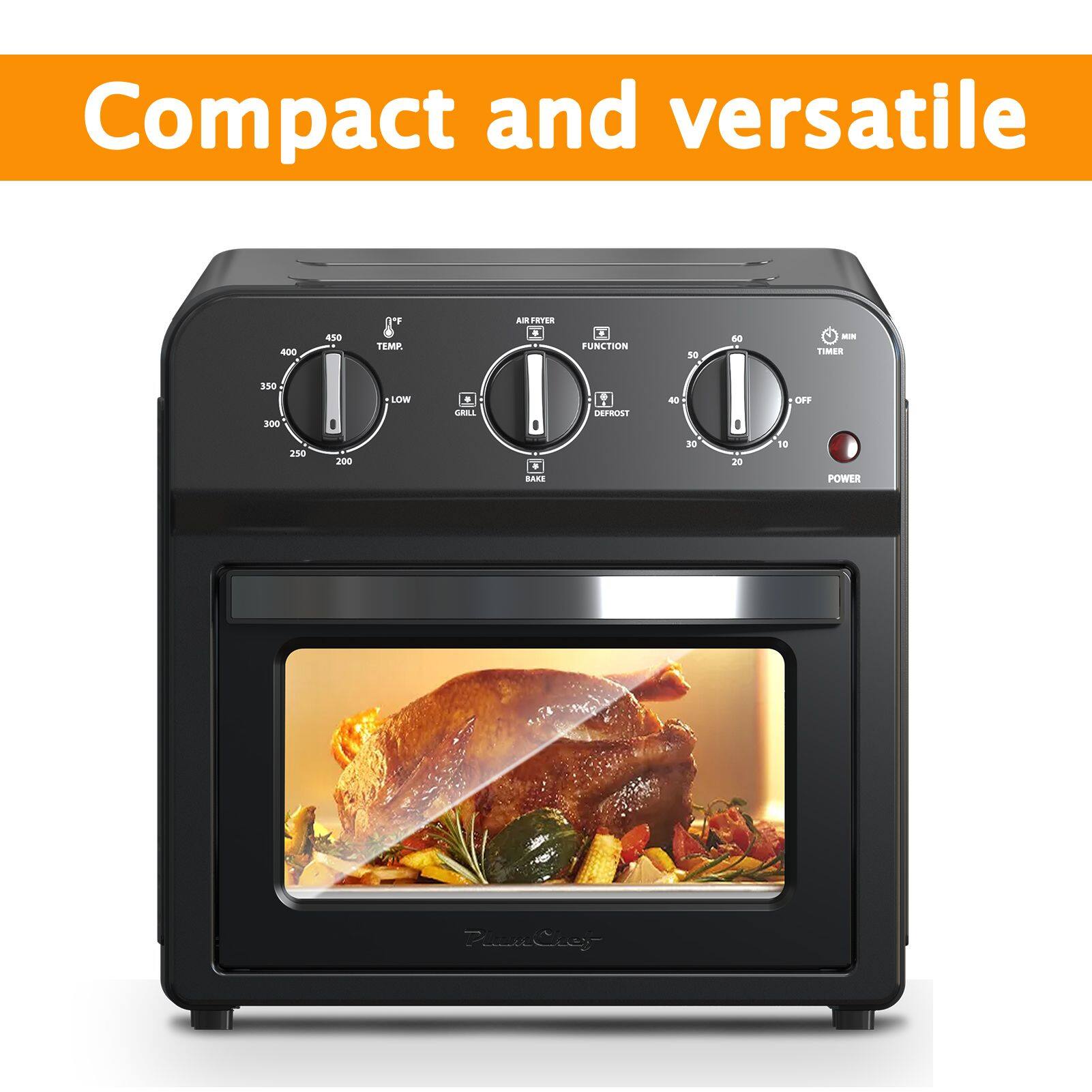 Compact and versatile

400 350 300 250 410 ! 200 2 TEMP LOW

AM FRYER + BAKE FUNCTION f DEFRST S0 40 30 N0 20

TIMER OFF 18 POWER