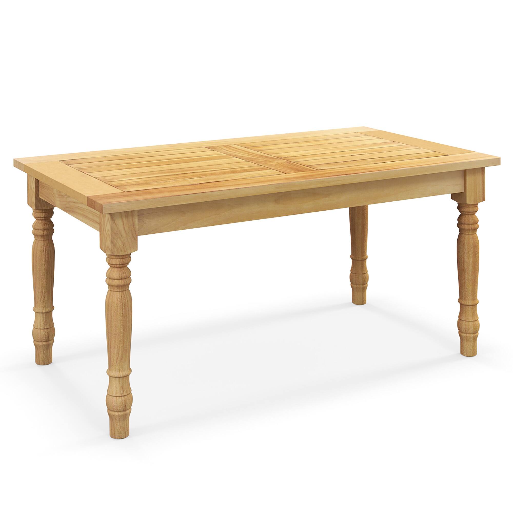 Alt View 9. Gymax - Gymax Patio Coffee Table w/ Solid Teak Wood Structure Slatted Tabletop for Backyard - Natural.