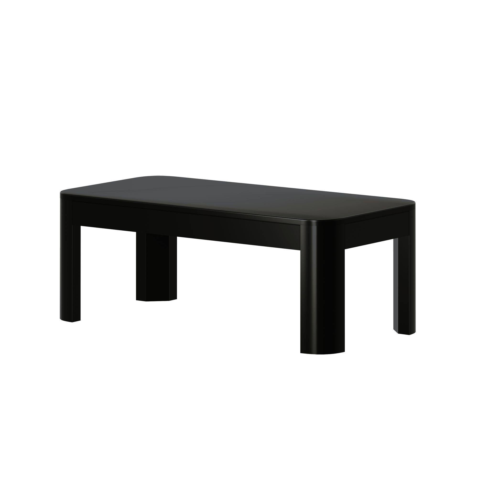 Alt View 2. Plank+Beam - Modern Rounded Rectangular Coffee Table (40in x 20in / 1020mm x 510mm), Black - Black.