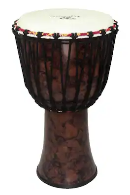 Tycoon Percussion - 10" Djembe, Fiberglass Shell is Lightweight & Hand-Brushed, Rope-Tuned, Goatskin Head