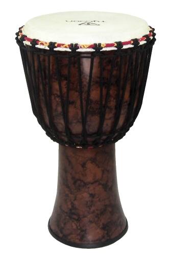 Front. Tycoon Percussion - 10" Djembe, Fiberglass Shell is Lightweight & Hand-Brushed, Rope-Tuned, Goatskin Head.
