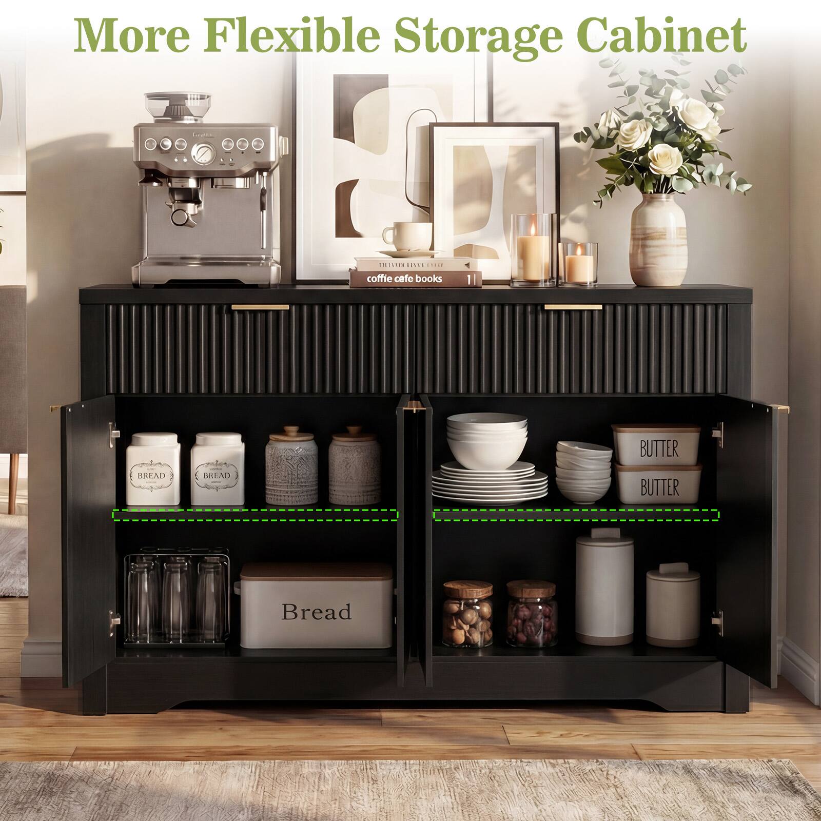 More Flexible Storage Cabinet

NISSIN R1

coffee cafe books

BREAD

BUTTER

BUTTER

Bread