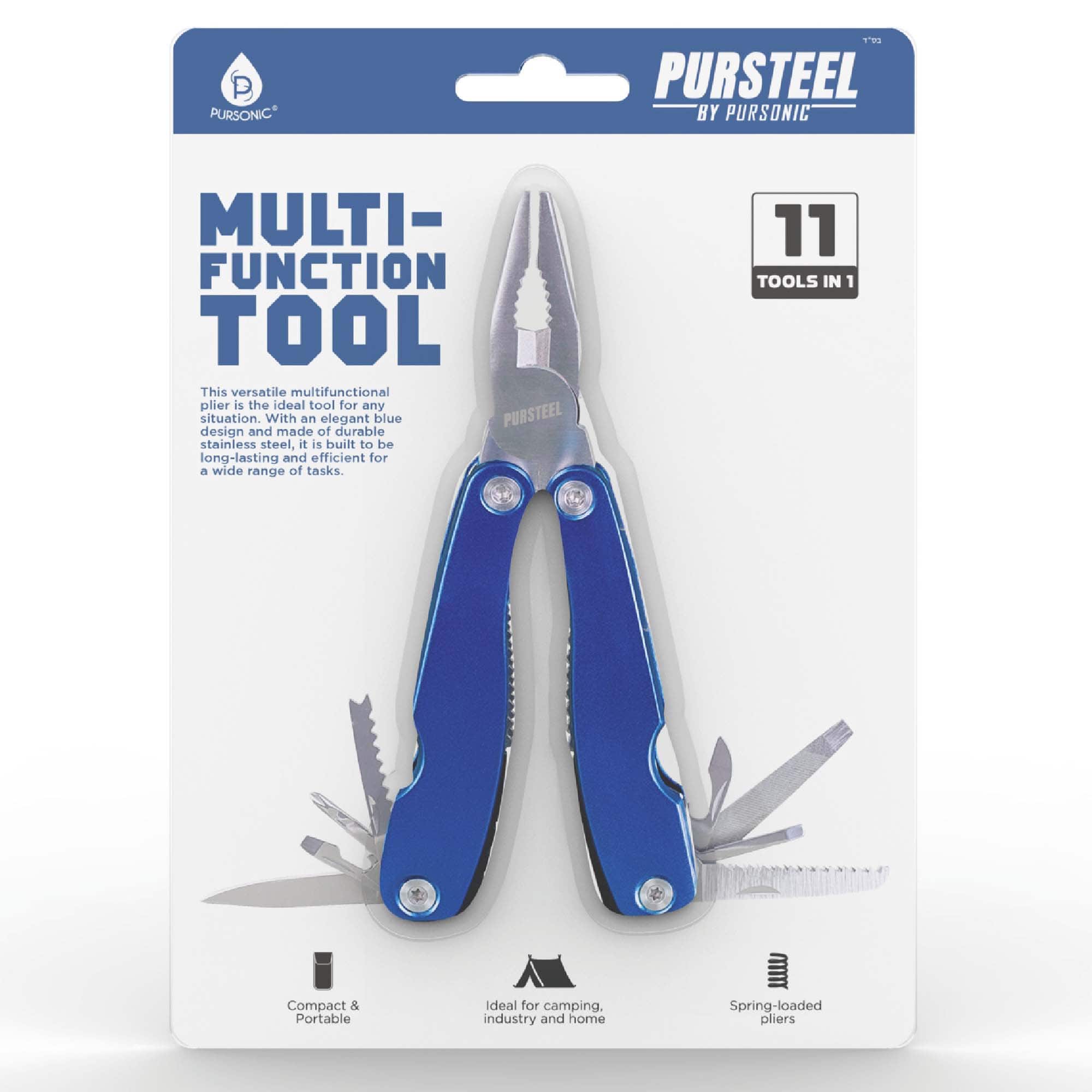 Pursonic - 11-in-1 Multifunction Tool – Your Compact, All-in-One Solution for Everyday Tasks - Blue