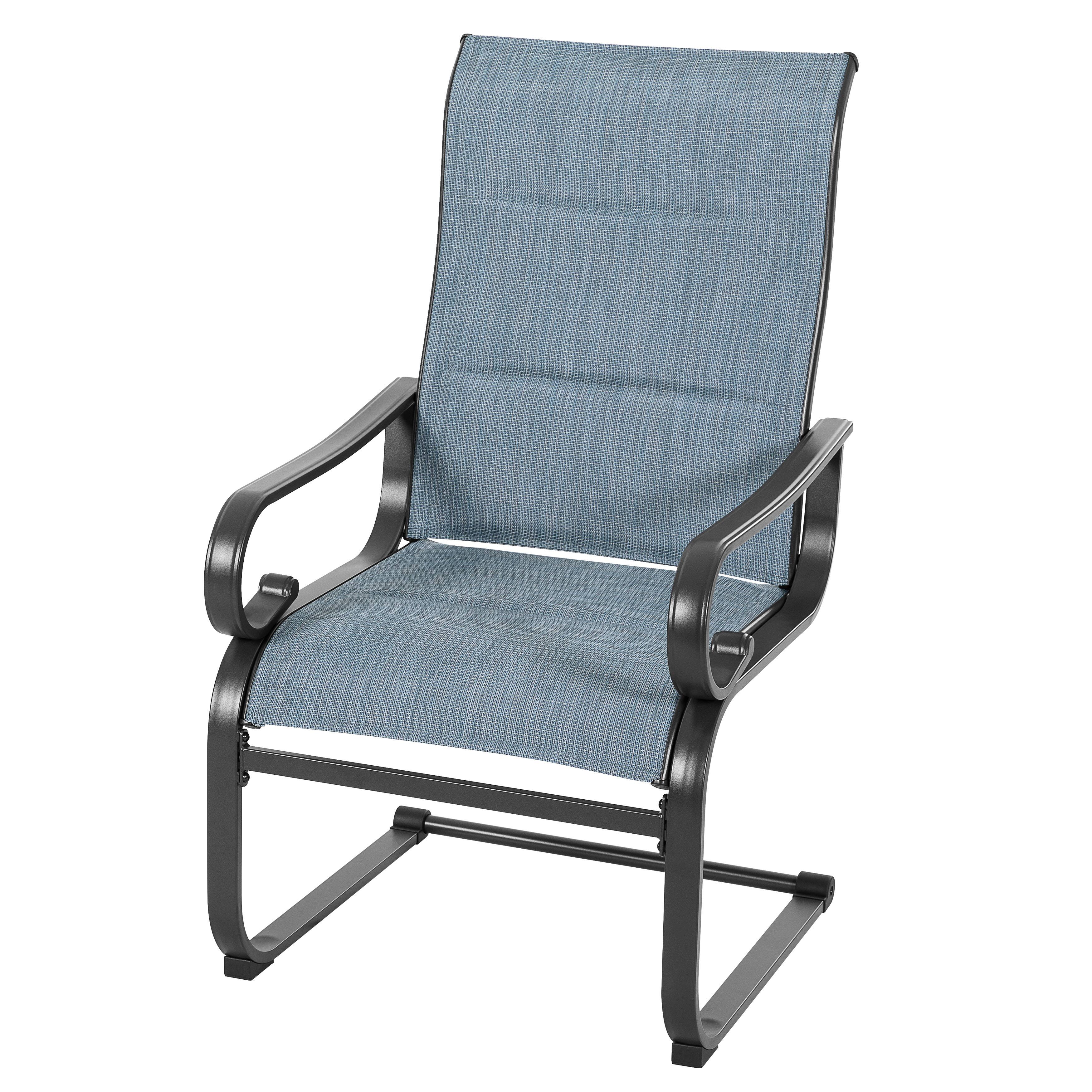 Alt View 7. Nuu Garden - Patio Metal Dining Chairs Set of 2, C-Spring Motion and Padded Textilene, High Back & Wide seat - Blue and Black.