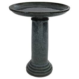 Sunnydaze - Toulon Mist Ceramic Bird Bath - 24.5" H - Black