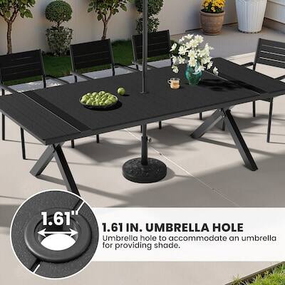 1.61 IN. UMBRELLA HOLE  
Umbrella hole to accommodate an umbrella for providing shade.