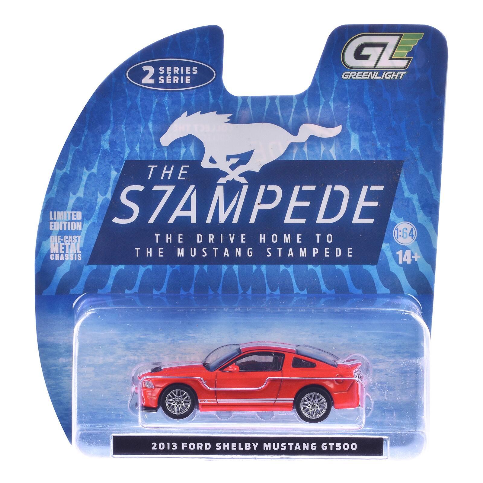 SERIES 2 SRIE  
GL GREENLIGHT  
THE LIMITED S7AMPEDE EDITION DIE-CAST THE DRIVE HOME TO 1:64 METAL THE MUSTANG STAMPEDE CHASSIS 14+  
INVIER  
BY  
2013 FORD SHELBY MUSTANG GT500