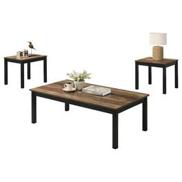 Vaczon - Coffee Table Set of 3, Industrial Coffee Table with 2 Square End Side Tables for Apartment Home Office - Brown
