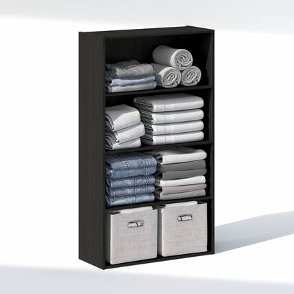 Front. Furinno - REED Closet Organizers and Storage, 4-Tier Closet Organizer, Closet Storage, for Wardrobe, Bedroom, Living Room - Espresso.