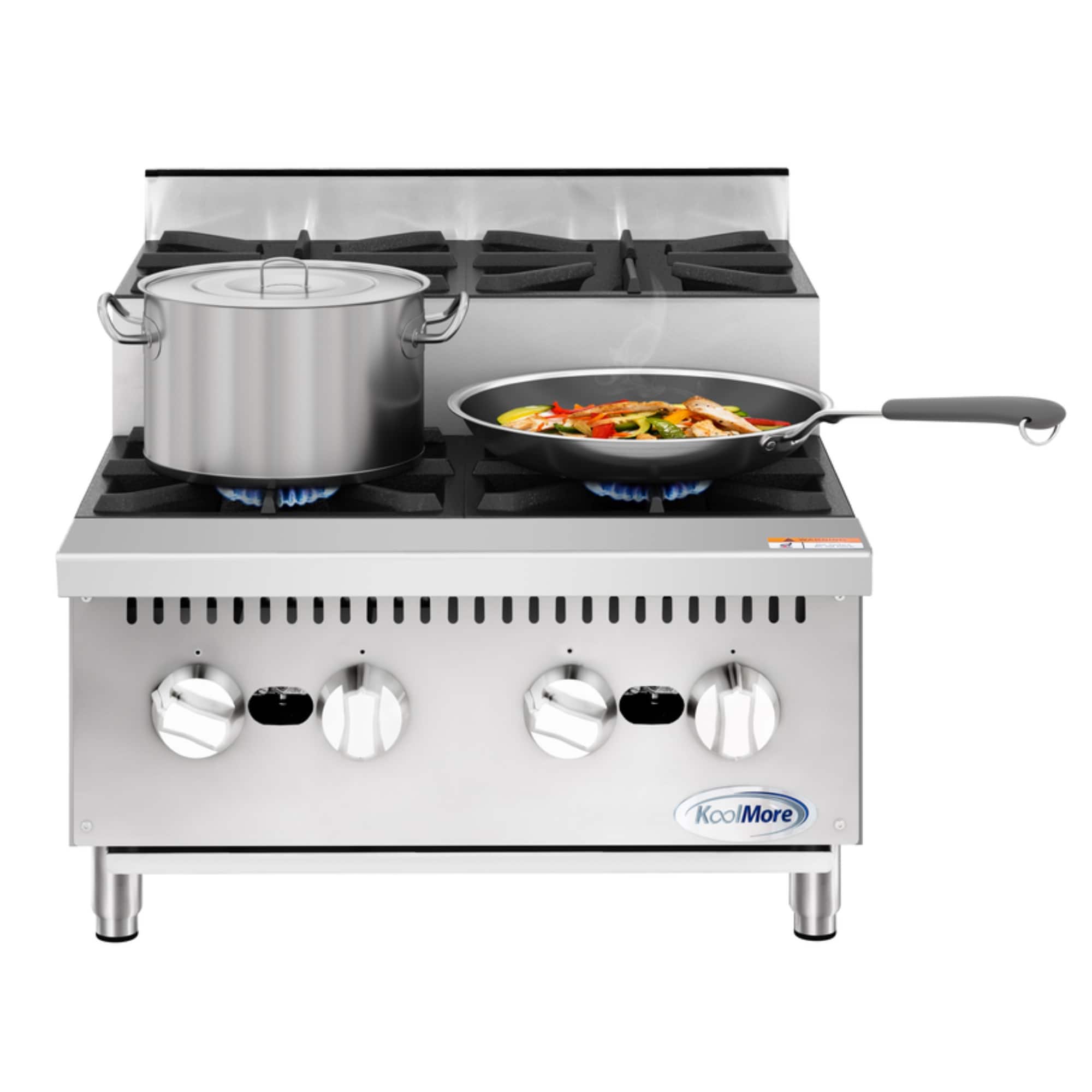 Koolmore - 24 in. Commercial Four-Burner Step Up Range, 104000 BTU in Stainless-Steel (KM-CRSU-24) - Silver
