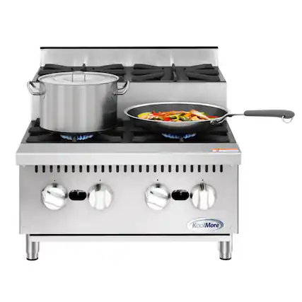 Front. Koolmore - 24 in. Commercial Four-Burner Step Up Range, 104000 BTU in Stainless-Steel (KM-CRSU-24) - Silver.