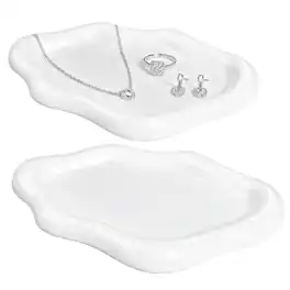 Mber - 2x Jewelry Tray Ceramic Jewelry Holder Jewelry Dish Ring Holder, Trinket Dish Jewelry Tray Organizer Jewelry Plate - White