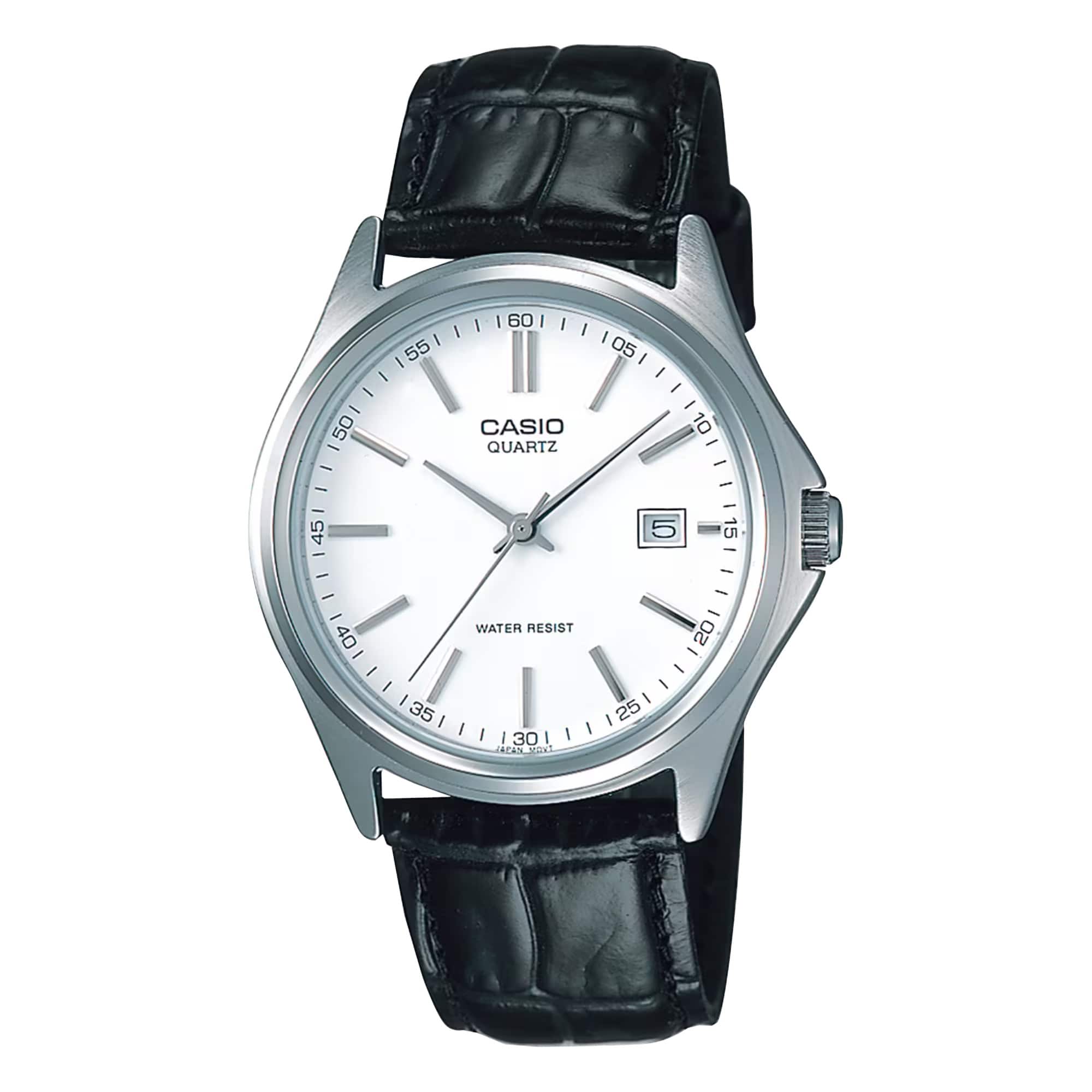 Casio Men's Leather Watch with White Dial MTP 1183E 7A Black MTP