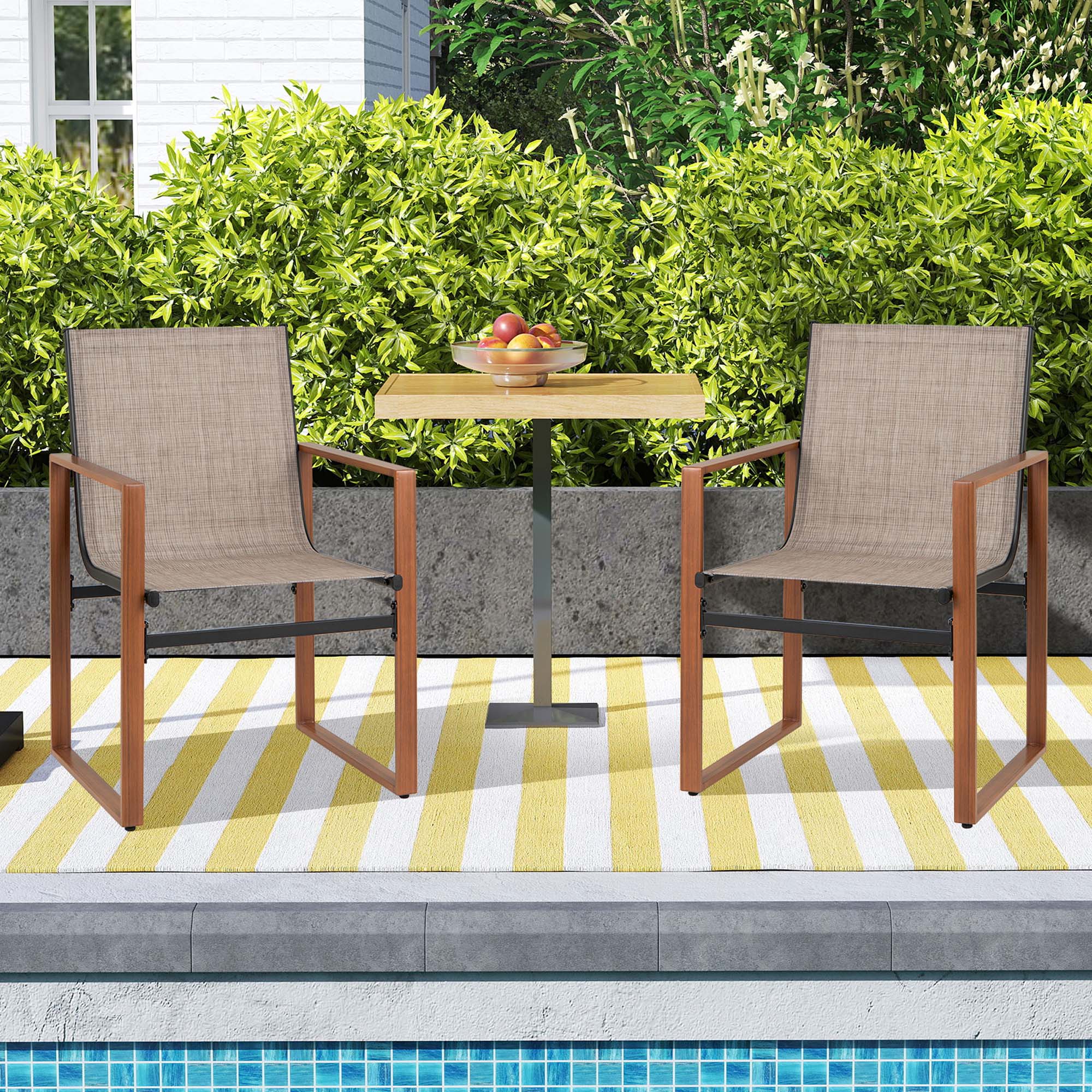 Alt View 5. Gymax - Gymax 4 PCS Outdoor Dining Chairs Patio Furniture Chair w/ Breathable Seat & Backrest Brown - Brown.