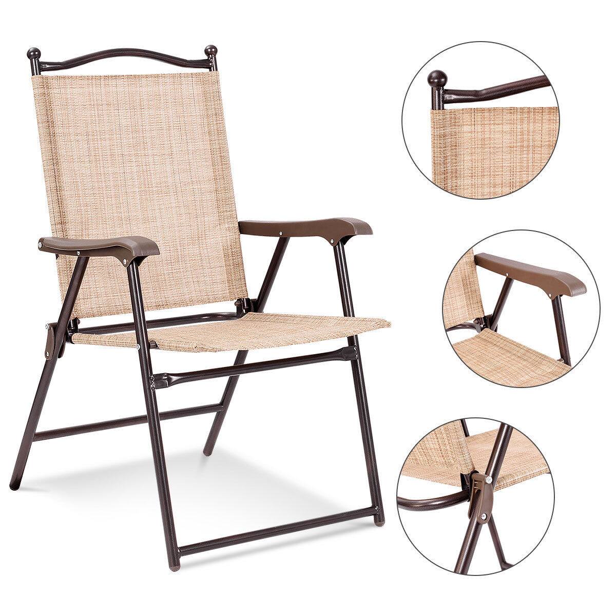 Alt View 3. Gymax - Gymax Set of 2 Folding Patio Furniture Sling Back Chairs Outdoors - as pic.