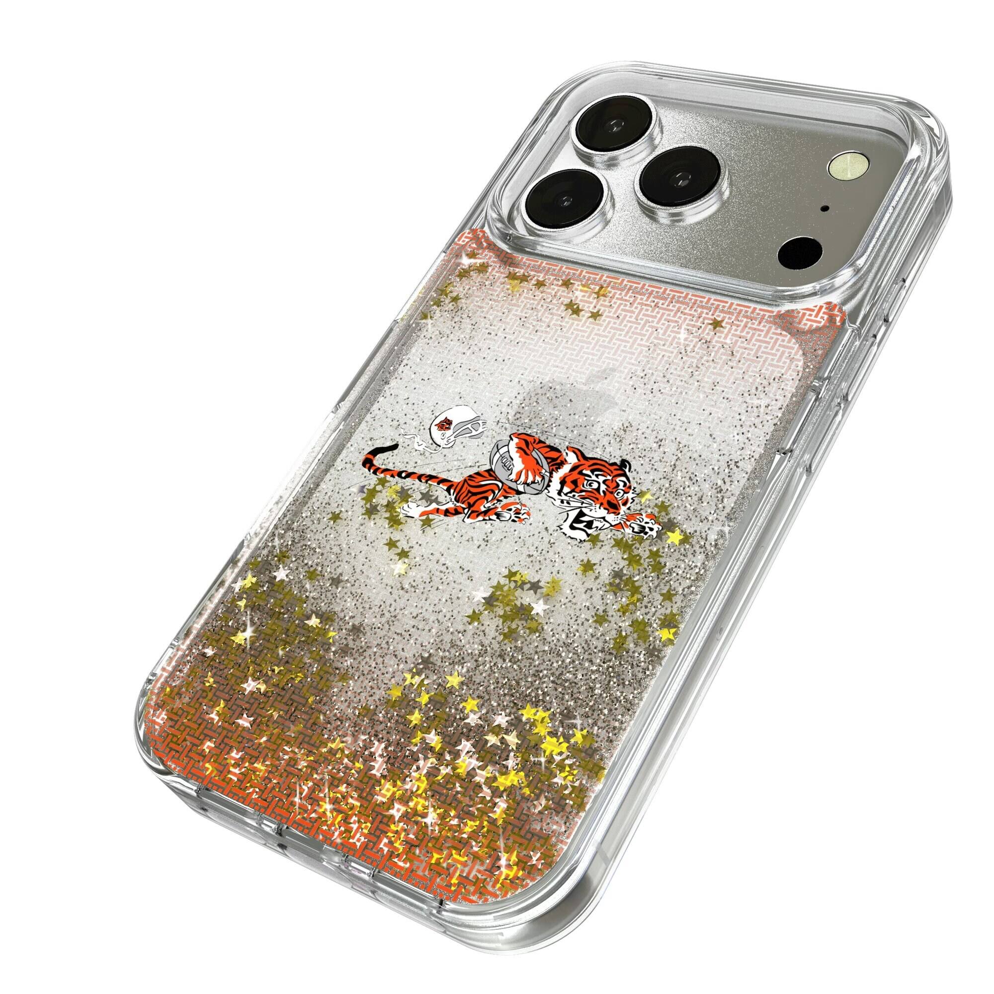 Alt View 1. Keyscaper - Cincinnati Bengals Linen Logo iPhone Glitter Case - 14 Pro - Multicolor.